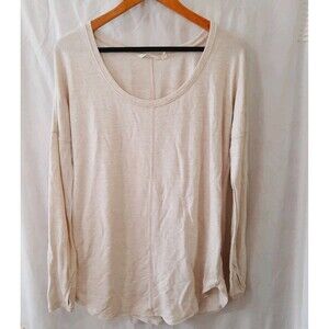 Athleta Ahimsa Womens Oversized Small Scoop Neck Longsleeve In Beige Super Soft
